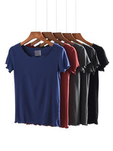 Solid Comfort Ruffled Sleeve T-Shirt